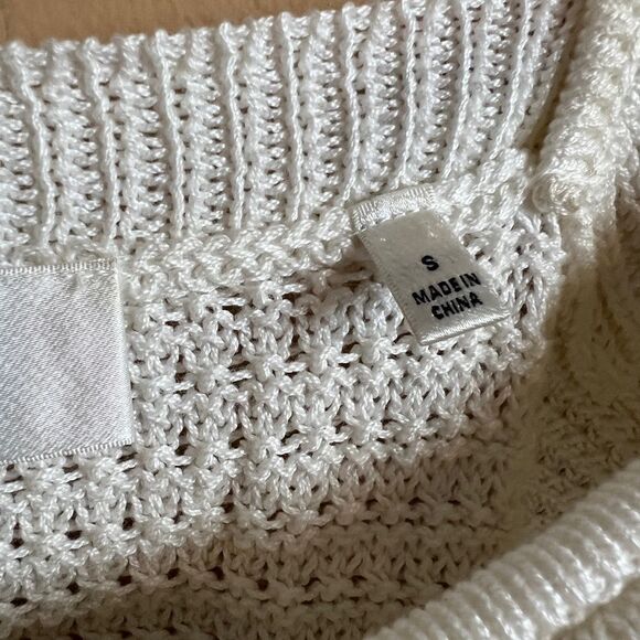 7 For All Mankind Size Small Cream Boho Crochet Ruffle Cropped Tank Top - Picture 4 of 6